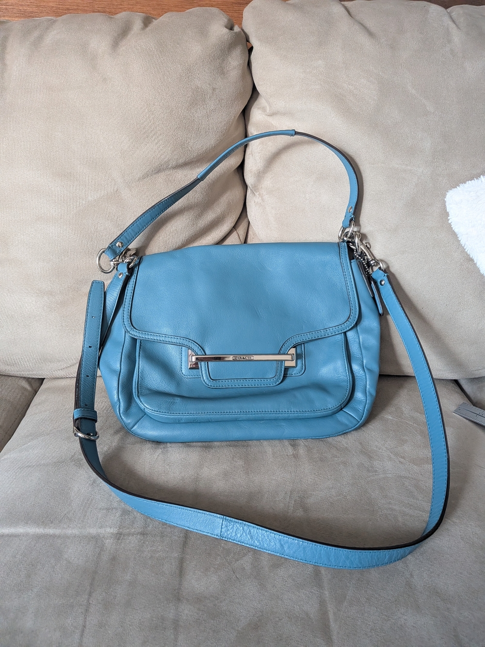 Coach Taylor Leather Flap Shoulder Bag with Adjustable Strap